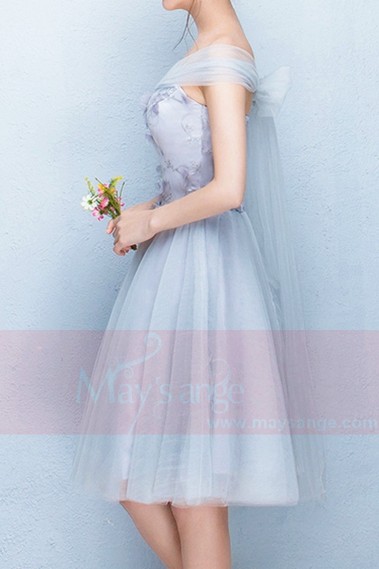 Strapless Sweetheart Gray Tulle Party Dress - C852 #1