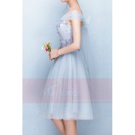 robe cocktail argenté Bustier avec bretelles à voile
