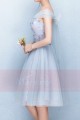 Strapless Sweetheart Gray Tulle Party Dress - Ref C852 - 02