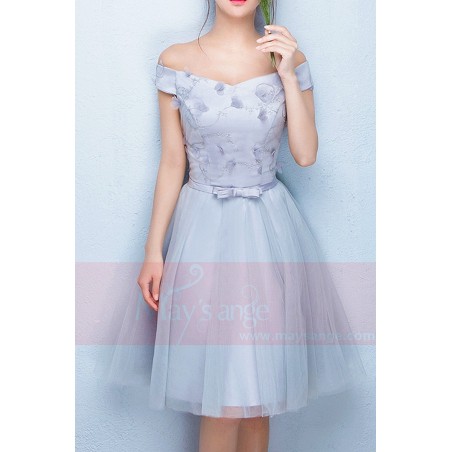 robe courte cocktail gris argente pas cher