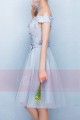 Off-The-Shoulder Silver Gray Tulle Party Dress - Ref C853 - 03