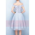 Off-The-Shoulder Silver Gray Tulle Party Dress - Ref C853 - 05
