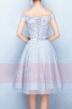 Off-The-Shoulder Silver Gray Tulle Party Dress - Ref C853 - 05