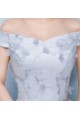 Off-The-Shoulder Silver Gray Tulle Party Dress - Ref C853 - 04