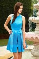 robe cocktail bleu ciel bretelle joliment croise au dos francoise - Ref C821 - 02