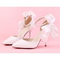 White Wedding Sandals Little Satin Knot - Ref CH084 - 03