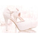 Chic Close-Toe White Lace Bridal Sandals - Ref CH086 - 03