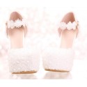 Chic Close-Toe White Lace Bridal Sandals - Ref CH086 - 04