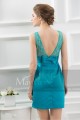 Robe de cocktail dentelle  bleu turquoise - Ref C715 - 02