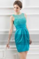 Robe de cocktail dentelle  bleu turquoise - Ref C715 - 04