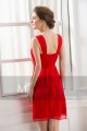 Affordable Short Red Homecoming Dress Draped Top With Straps - Ref C562 - 03