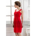 Affordable Short Red Homecoming Dress Draped Top With Straps - Ref C562 - 02