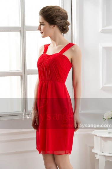 Affordable Short Red Homecoming Dress Draped Top With Straps - C562 #1