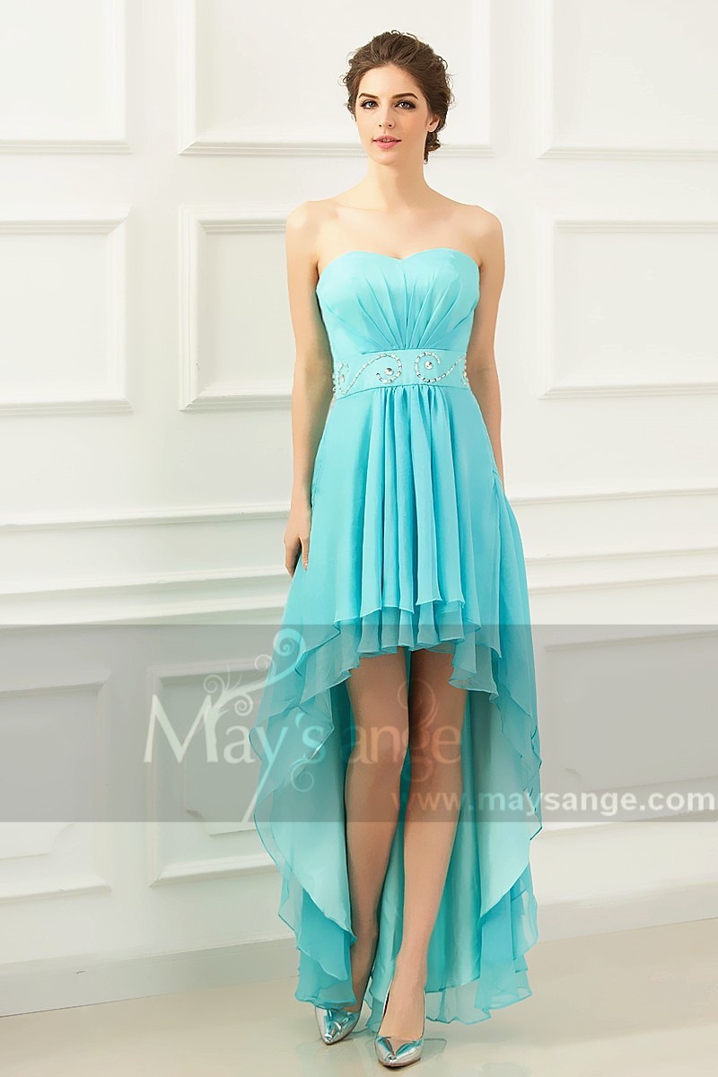Robe asymétrique turquoise Phoenix - Ref C203 - 01 Robe asymétrique turquoise Phoenix - Ref C203 - 01