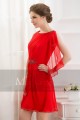 robe de gala rouge feu avec une voile sur l’épaule maysange - Ref C795 - 05