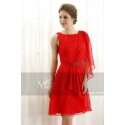 robe de gala rouge feu avec une voile sur l’épaule maysange - Ref C795 - 03