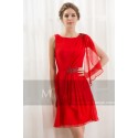 robe de gala rouge feu avec une voile sur l’épaule maysange - Ref C795 - 02