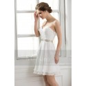 White Strapless Cocktail Dress Shiny Multicolor Stone Belt - Ref C570 - 02