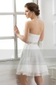 White Strapless Cocktail Dress Shiny Multicolor Stone Belt - Ref C570 - 03