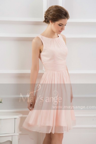 SHORT PARTY DRESS PINK WITH TIED WAIST BELT - C794 #1