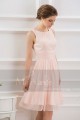 SHORT PARTY DRESS PINK WITH TIED WAIST BELT - Ref C794 - 02