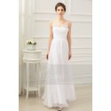 Robe blanche soirée longue avec bretelles buste drape - Ref L228 - 02