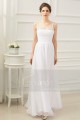 Robe blanche soirée longue avec bretelles buste drape - Ref L228 - 02