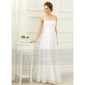 white dress long evening with straps draped bust - Ref L228 - 03
