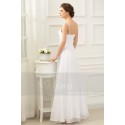 white dress long evening with straps draped bust - Ref L228 - 05