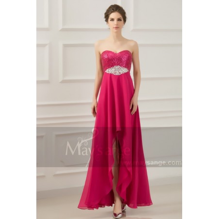 BARBIE Fuchsia High-Low Strapless cocktail dress
