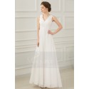 Soft Long White Evening Dress V Neckline - Ref L202 - 02