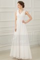 Soft Long White Evening Dress V Neckline - Ref L202 - 02