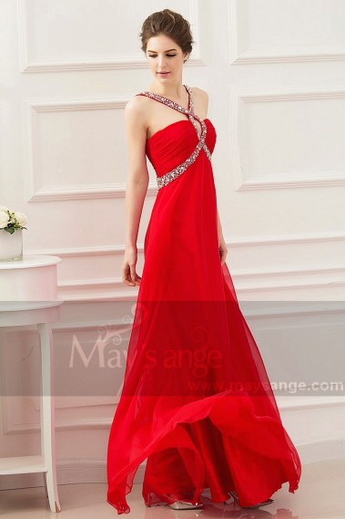 Robe cocktail longue rouge coquelicot maysange - L530 #1