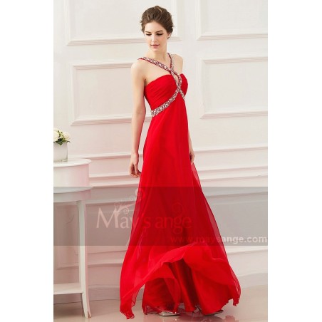 Robe cocktail longue rouge coquelicot maysange