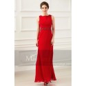 Belle robe de soirée rouge feu longue simple - Ref L755 - 05