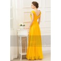 Long Chiffon Yellow Evening Dress V Neck With Golden Flower - Ref L770 - 03