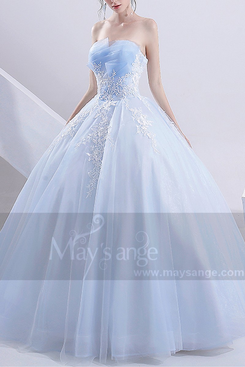 Turquoise Princess Bridal Dress With Ruffle Bodice - Ref M382 - 01