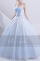 robe cérémonie pour mariage bleu turquoise bustier original - Ref M382 - 02