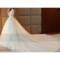 Tulle Princess Wedding Dress Long Illusion Sleeve With Train - Ref M373 - 05