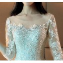 Tulle Princess Wedding Dress Long Illusion Sleeve With Train - Ref M373 - 03