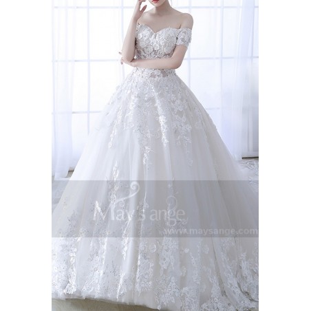 robe de mariage bustier 2018 moderne dentelle et perles cristaux