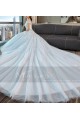 Turquoise Organza Princess Wedding Dress With Cap-Sleeve - Ref M376 - 03