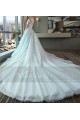 Turquoise Organza Princess Wedding Dress With Cap-Sleeve - Ref M376 - 04