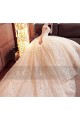 Champagne Off-The-Shoulder Organza Wedding Dress With Cathedral Train - Ref M378 - 03