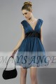 Short Chiffon Deep Blue Cocktail Dress With V-neck - Ref C122 - 03