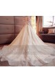 Champagne Off-The-Shoulder Organza Wedding Dress With Cathedral Train - Ref M378 - 02