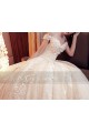 Champagne Off-The-Shoulder Organza Wedding Dress With Cathedral Train - Ref M378 - 04