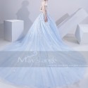 Gorgeous Ball Gown Turquoise Bridal Gown With Cap Sleeve - Ref M388 - 04