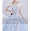 Gorgeous Ball Gown Turquoise Bridal Gown With Cap Sleeve - Ref M388 - 03