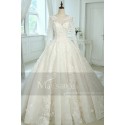 Ball-Gown Scoop Neck Tulle Lace Vintage Wedding Dress With Illusion Sleeve - Ref M383 - 02